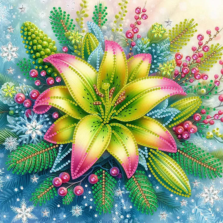 Rose And Lily 30*30cm (Canvas) Special Shaped Drill Diamond Painting gbfke