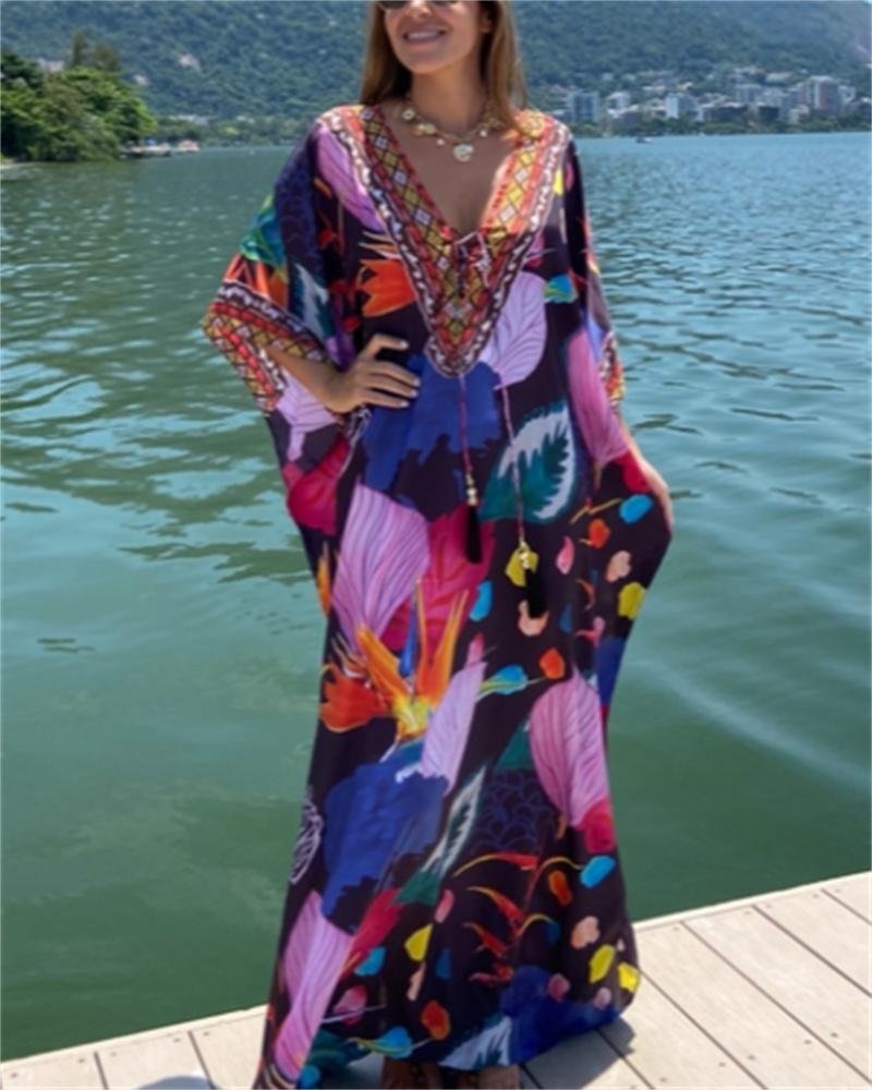 Kaftan Tribal Print Loose Maxi Dress
