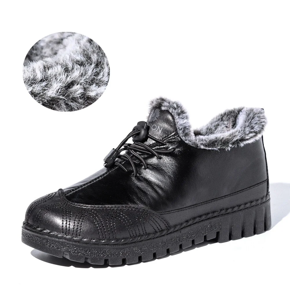 Women Flat Shoes Woman PU Leather snow boots women mom shoes women's winter shoes Female Casual  winter boots soft Women's shoes