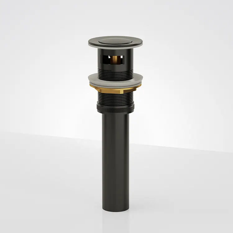 EVERSTEIN Push Button Bathroom Sink Drain with Overflow Matte Black 