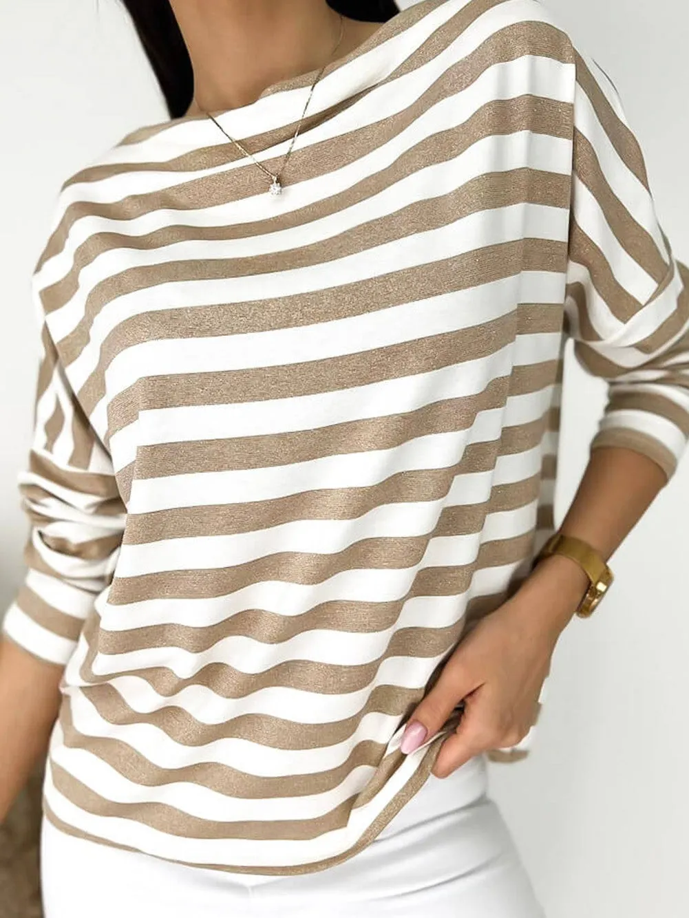 Grey Ribbed Knit Top with Short Sleeves