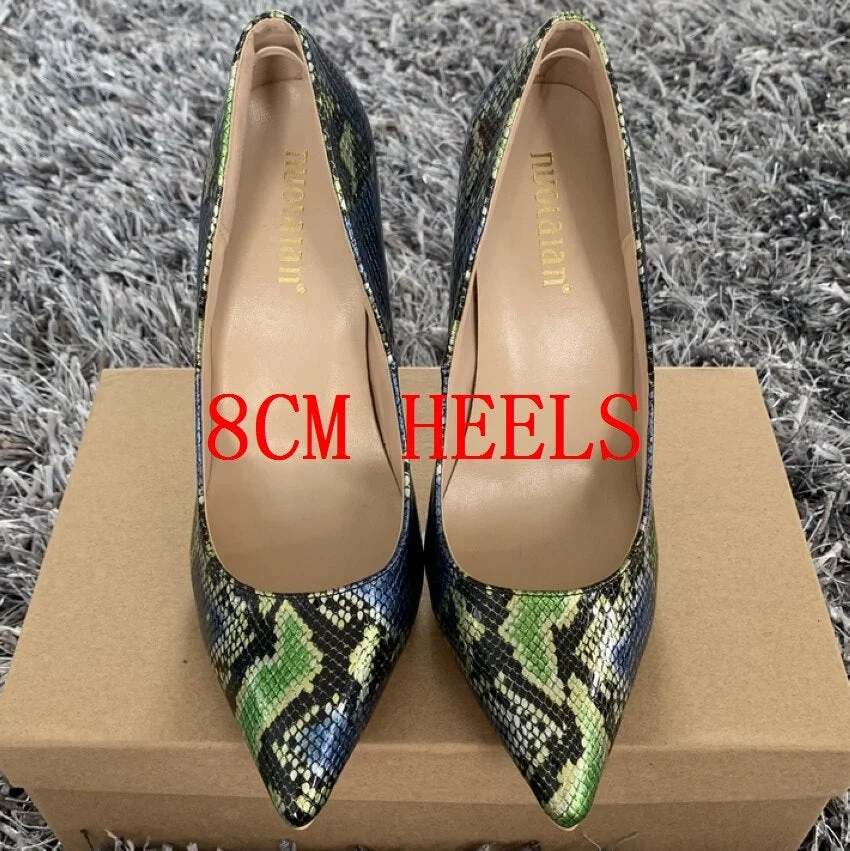 New fashion woman shoes snake printing party wedding shoes big size 35-42 sexy pointed toe female high heels pumps women shoes
