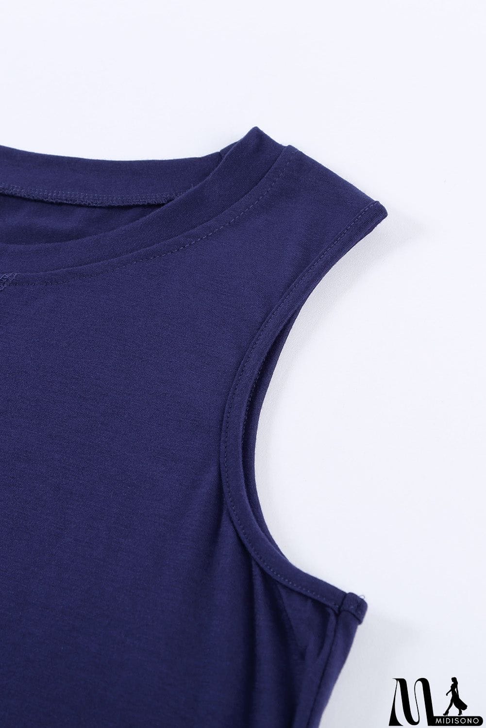 MidiSono - Solid Color Crew Neck Tank