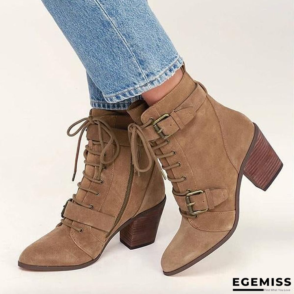 Comfortable Pointed Toe Lace-Up Boots | EGEMISS