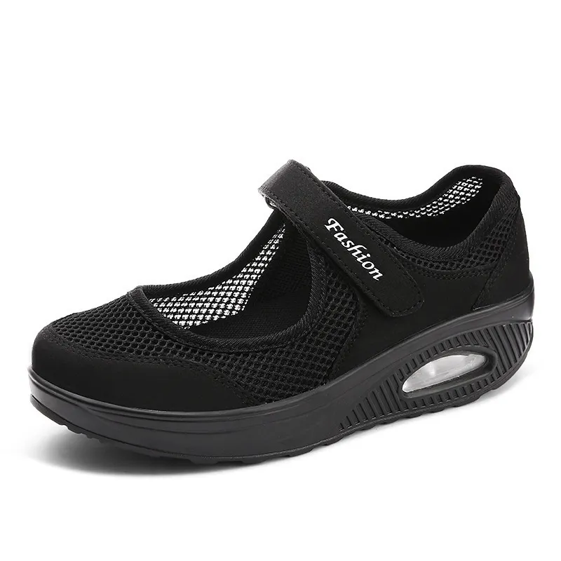 Breakj Breakj Single-Shoe Women 2025 New Air Cushion Low-Top Magic Sticker Light Single-Shoe Solid-Color Mesh Women's Shoes
