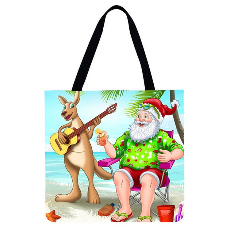Santa Holiday - Linen Tote Bag