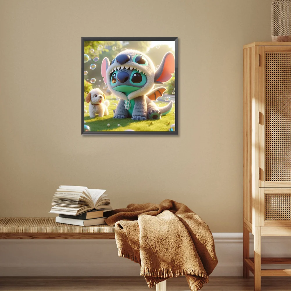 Diamond Painting - Full Round Drill - Stitch and Puppy(Canvas|30*30cm)