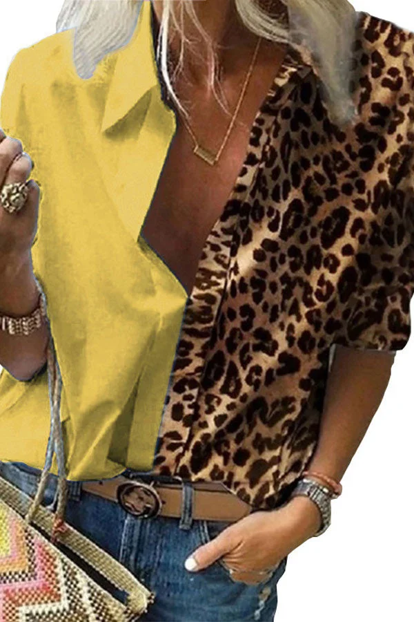 Fashion Long Sleeve Leopard Print Shirt