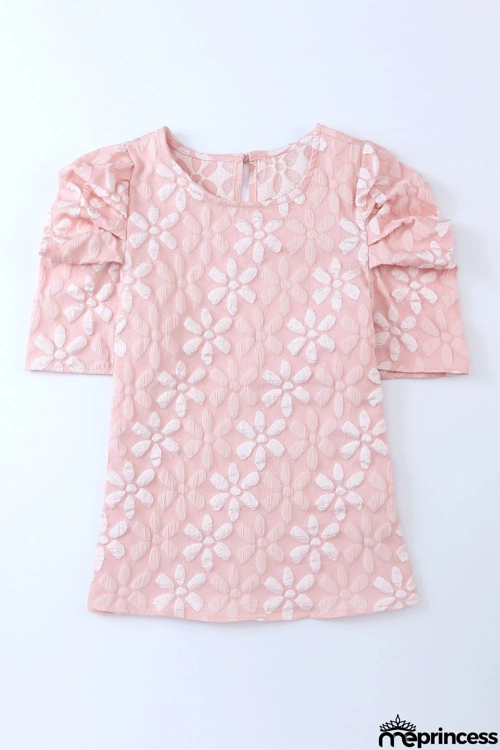 Puff Sleeve Round Neck Blouse