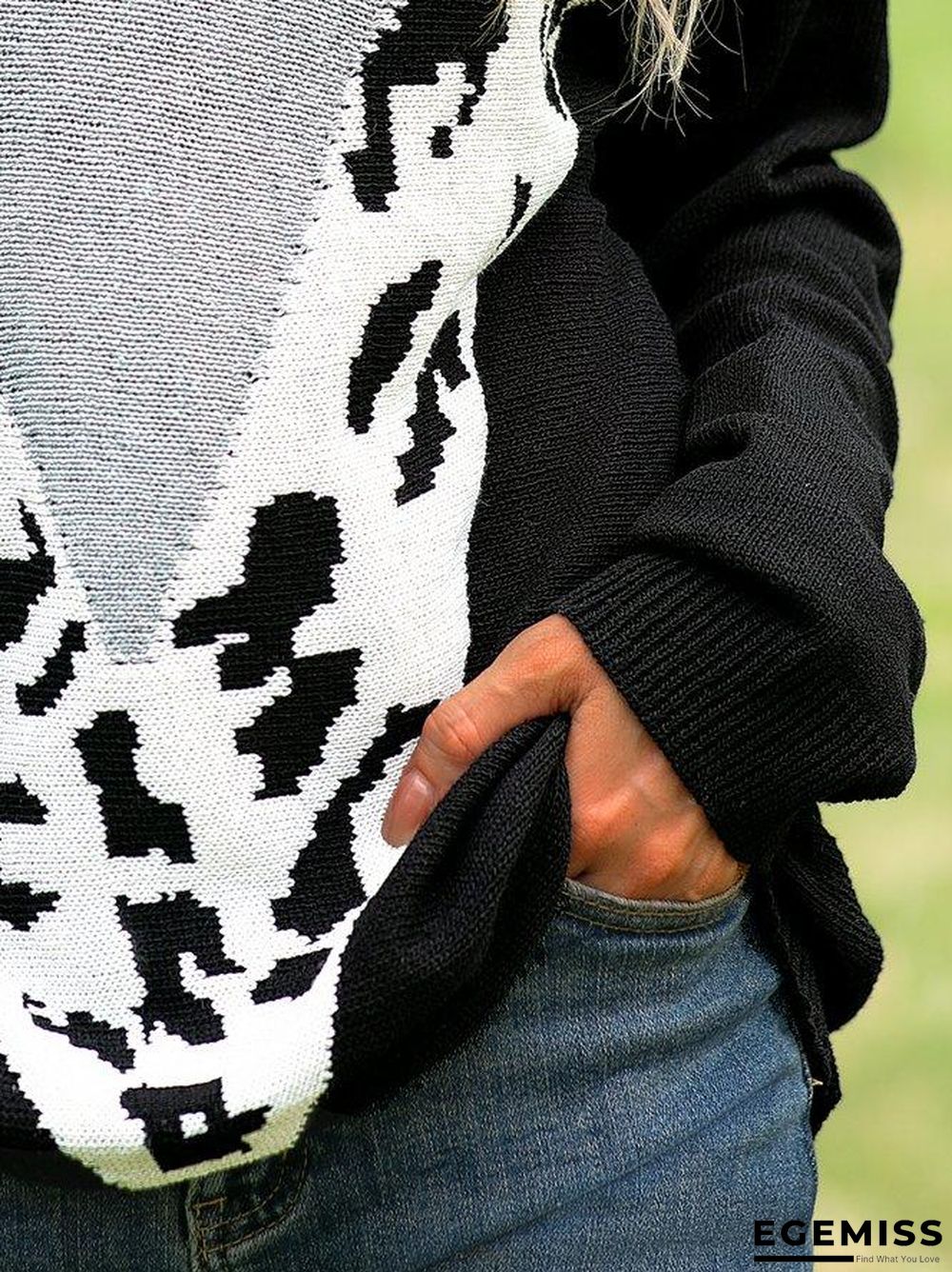 Acrylic Casual Long Sleeve Leopard Sweater | EGEMISS