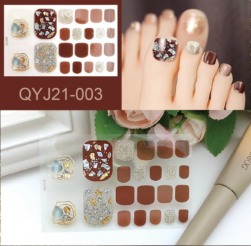 Explosions Foot Nail Stickers Summer Toenail Stickers Bronzing Imitation Diamond Nail Stickers Waterproof Foot Stickers