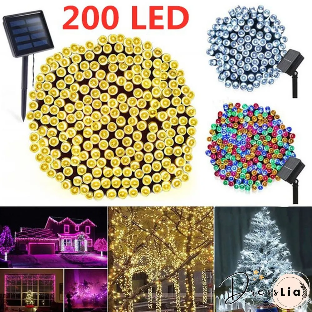 Outdoor Lighting String 200 LED Solar Garden Light Power Lamp Christmas Party for Street