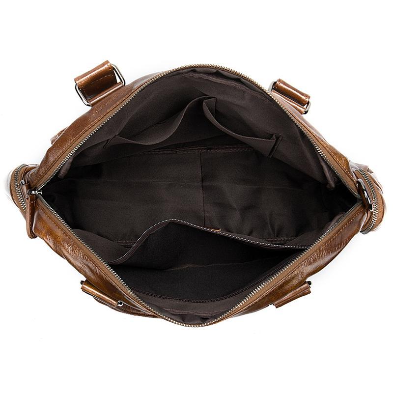 Men's Business Handbag Large Capacity Retro Leather Travel Shoulder Bag