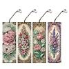 (US Local)4Pcs Vintage Flowers DIY Diamond Painting Bookmark Craft Kit