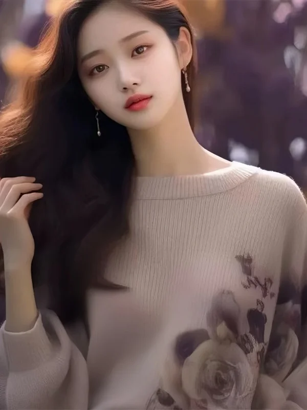 Athvotar Athvotar And Winter New Round Collar Collar Collar Jersey Tweed Blouse Design Sweater Temperament Lazy Blouse Woman