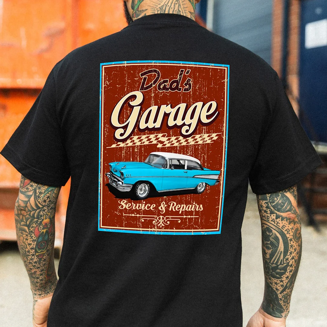 DAD'S GARAGE Classic Car Print Men's T-shirt