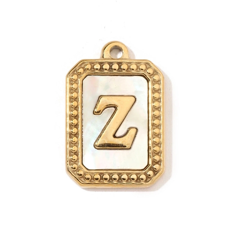 A Pack Of 3 201 Stainless Steel Shell 18K Gold Plated Letter Polished Pendant