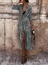 Snake-Print And Leopard Long Sleeves Maxi Dresses