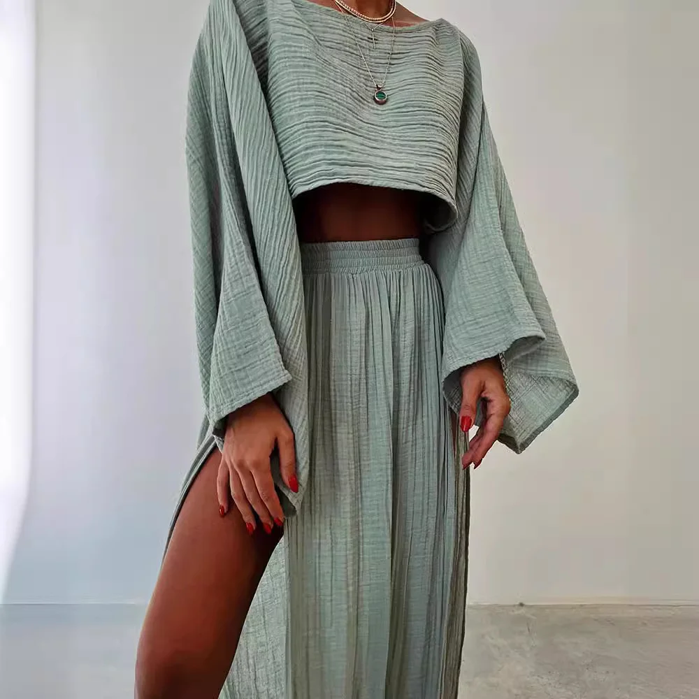 Woman - Linen Two-Piece Set-inspireuse
