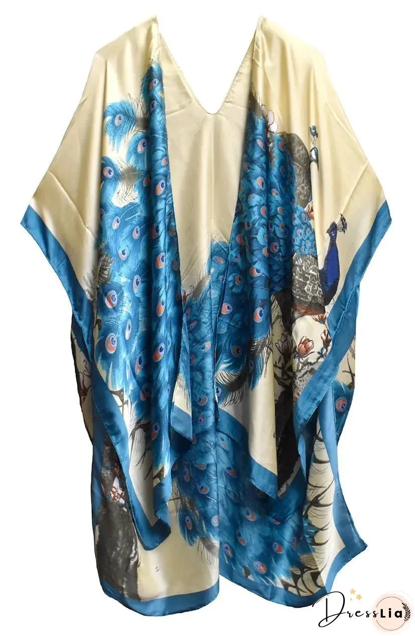 "Majestic Peacock" Long Kimono