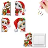 4Pcs Diamond Painting Acrylic Christmas Cat Wall Switch Sticker for Wall Decoration
