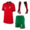 RONALDO #7 Portugal Home Kids Soccer Jerseys Full Kit EURO 2024