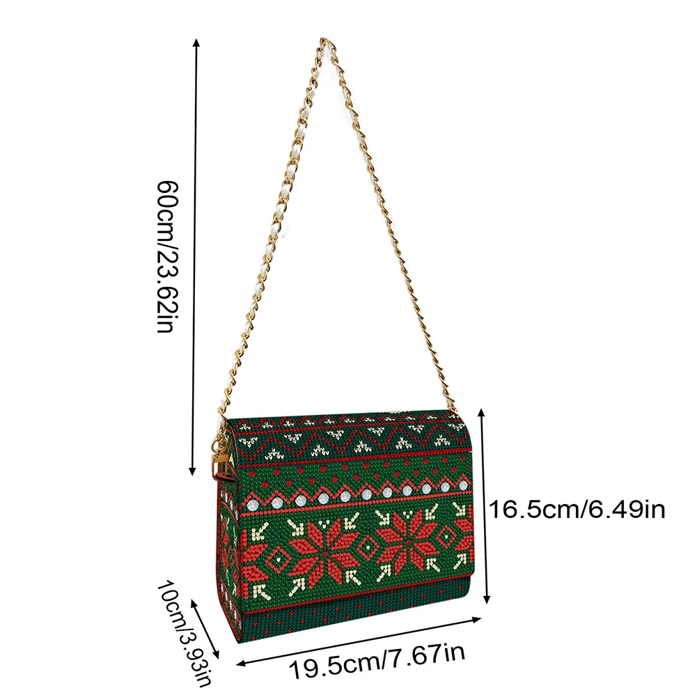 DIY Knitted Diamond Art Wooden Coin Pouch with Chain 5D Diamond Painting Purse