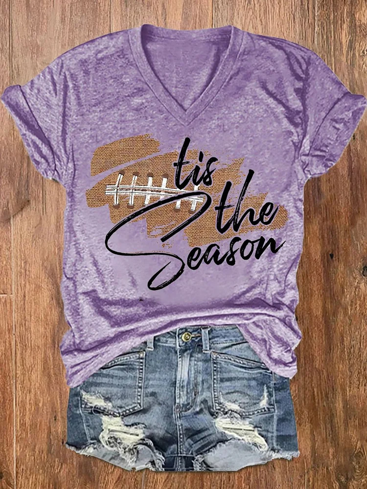 Women's 'Tis The Season Pumpkin Rugby Coffee Print T-Shirt socialshop
