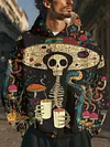 Men's Body Muscle 3D Pattern Print Casual Zipper Plus Size Knitted Hooded Jacket Coat
