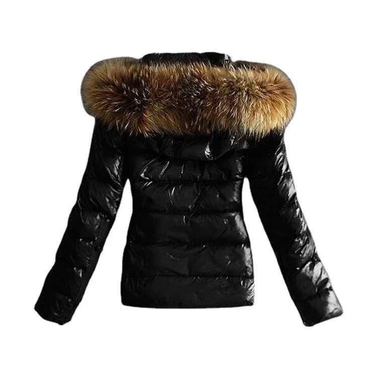 Brownm Raccoon Big Fur Collar Fashion Slim Coats