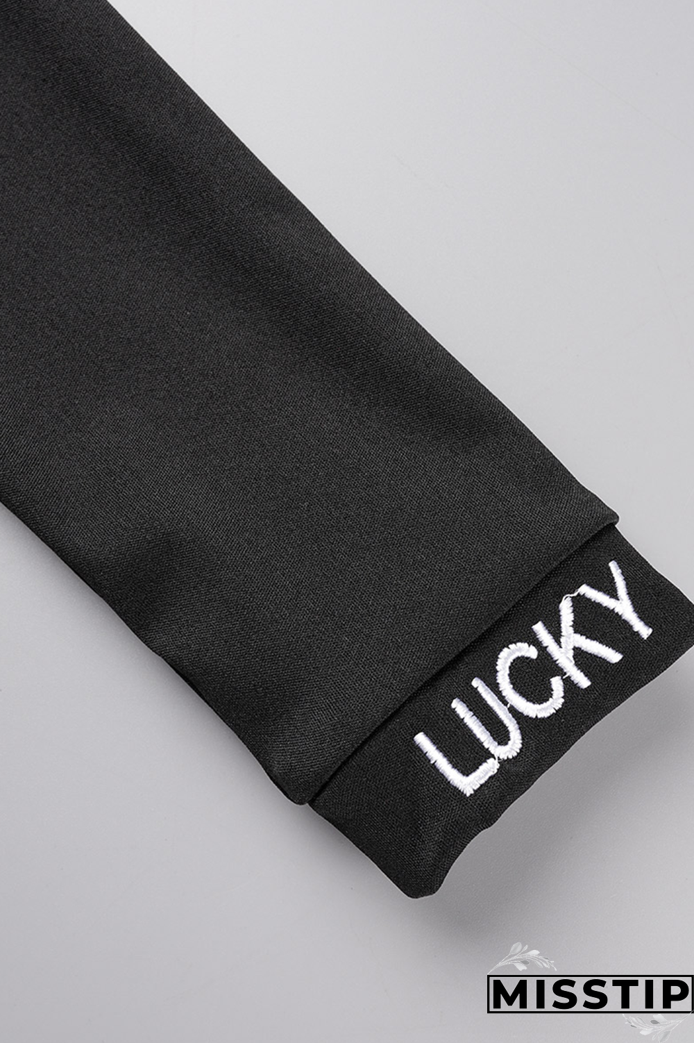 Black Casual Print Patchwork Letter O Neck Long Sleeve Two Pieces