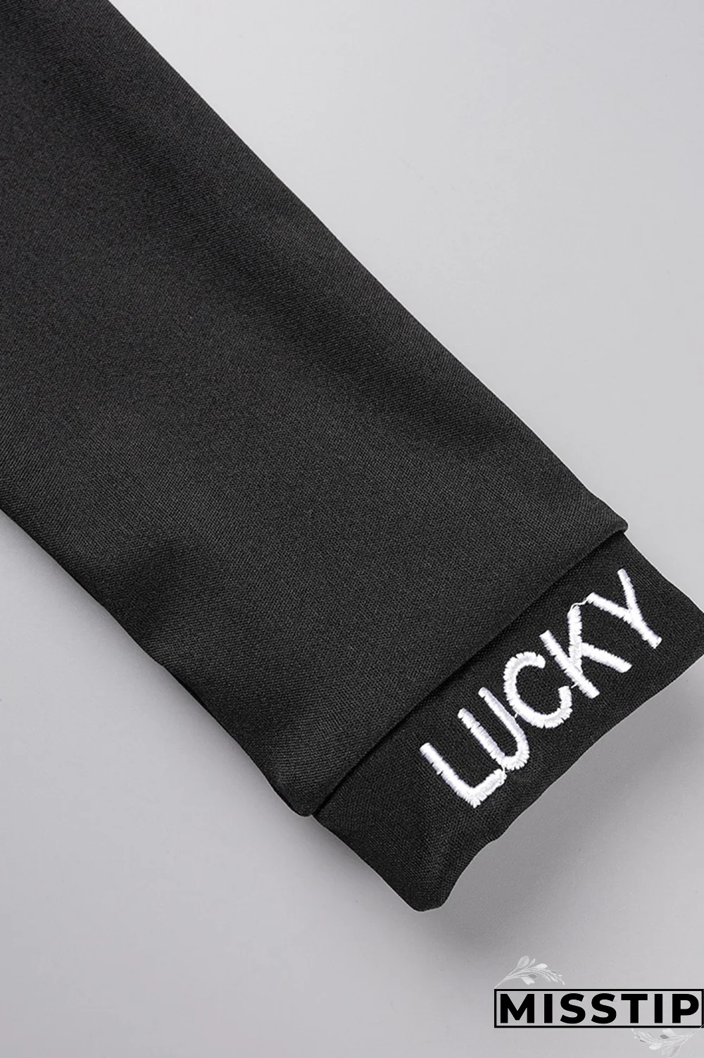 Black Casual Print Patchwork Letter O Neck Long Sleeve Two Pieces