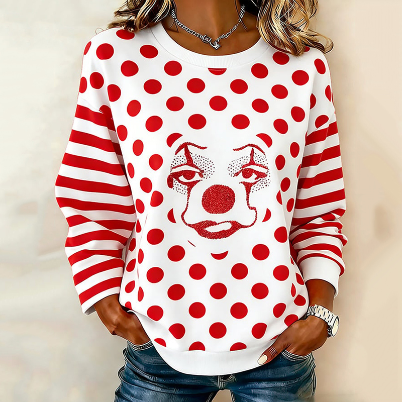 Women's Celebration Cologne Carnival Clown Polka Dot Sweatshirt elevenforest