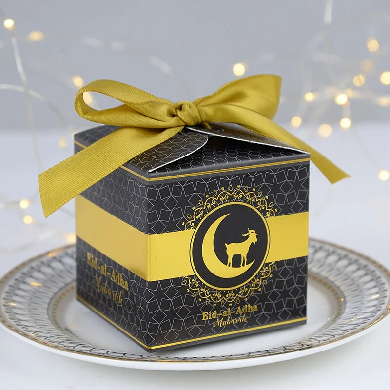 10pcs Eid Mubarak Candy Boxes Ramadan Kareem Decoration Paper Gift Box Islamic Muslim Party Supplies Eid al-Fitr Hajj Mabrour