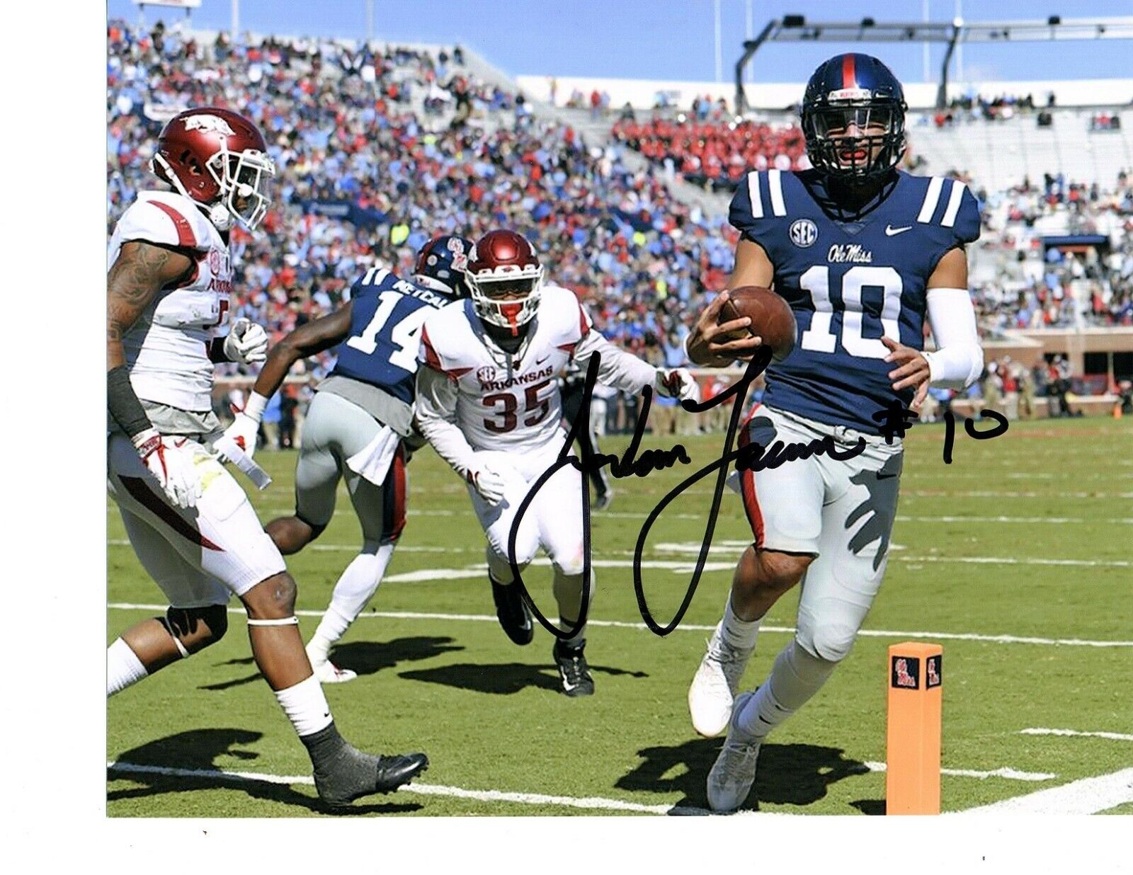 Jordan Ta'amu Ole Miss signed autographed 8x10 football Photo Poster painting Mississippi Rebel#