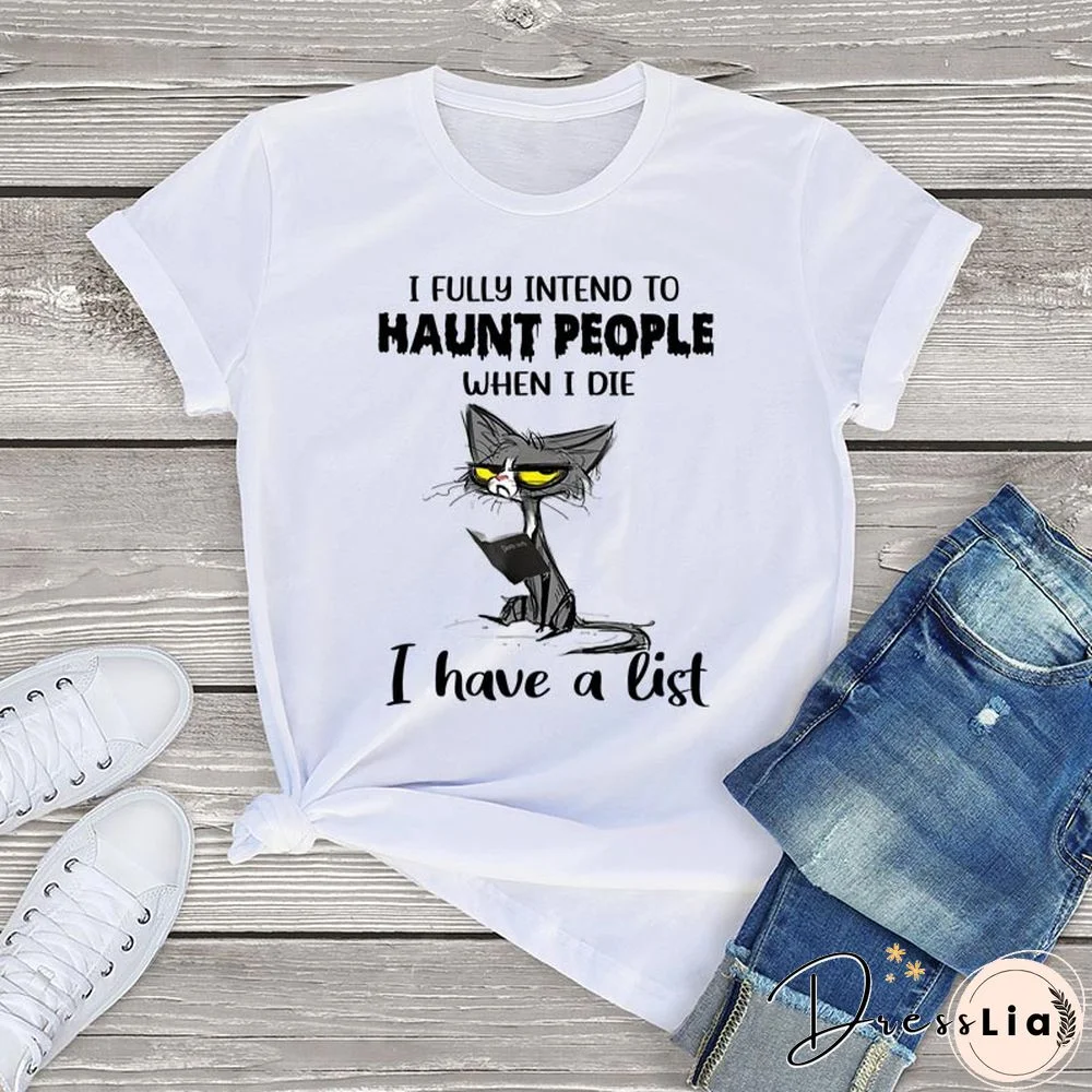 Funny Angry Cat Graphic T ShirtsFor Women Clothing Halloween Gifts Harajuku Short Sleeve Tee Tops Kawaii Cotton Girls Tshirts