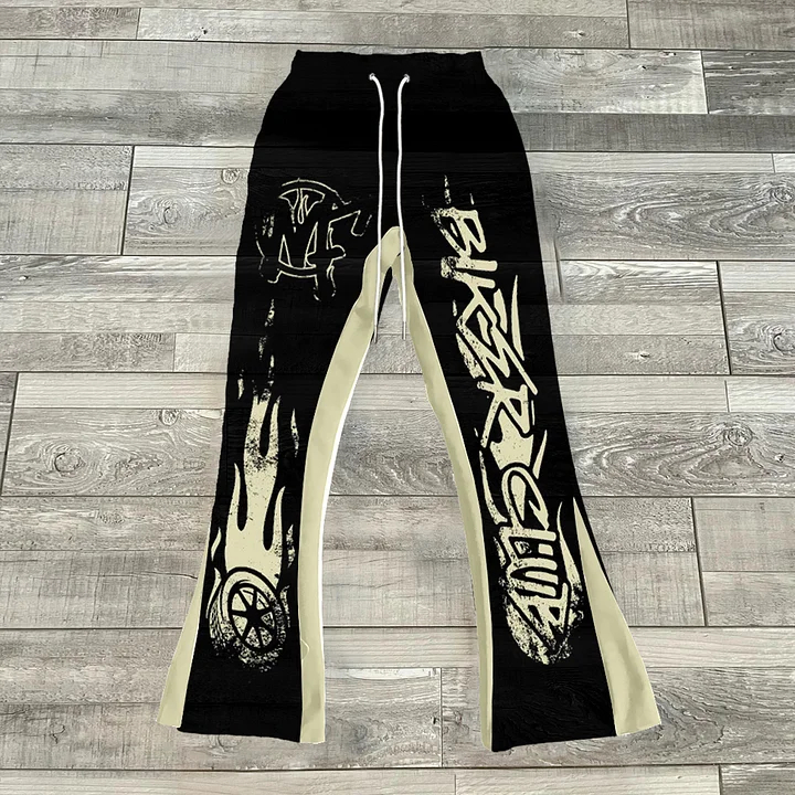 Unisex Men's Fashionable And Unisex Street Style Color-Block Printed Flared SweatPants - SOPULA