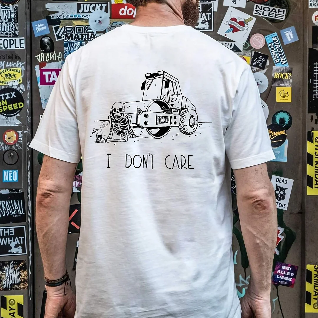 Skull I Don't Care Print Comfortable T-shirt
