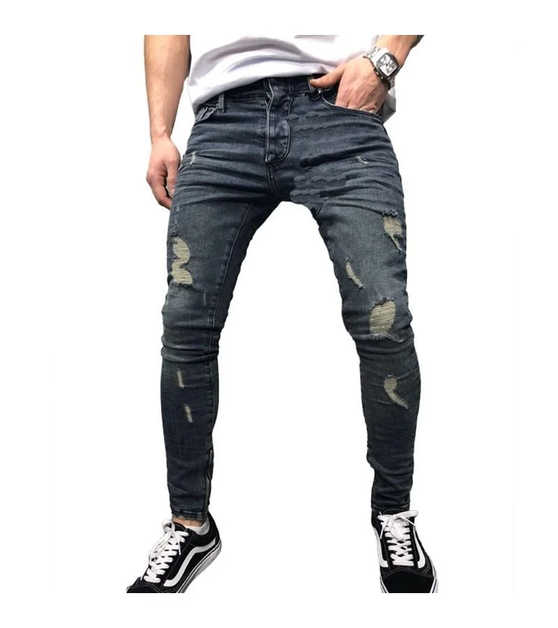 Men Fashion Style Slim Fit Ripped Jeans