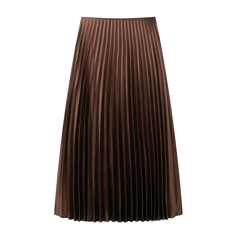 Nigikala Nigikala Women's Clothing Simouflide Stew Stew Stew Folding Skirt High Waist-Hanging Long Dress