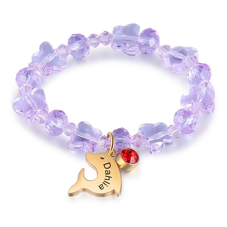 Pulsera 1 Nombre Cristal personalizado con 1 piedra de nacimiento para niño