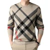 Men's New Casual Striped Print High Elastic Sweater