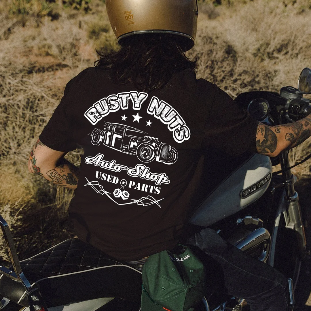 RUSTY NUTS AUTO SHOP Classic Car Print Men's T-shirt
