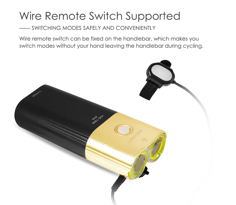 V9D-1800 Gold Professional Bicycle Headlight &Power Bank