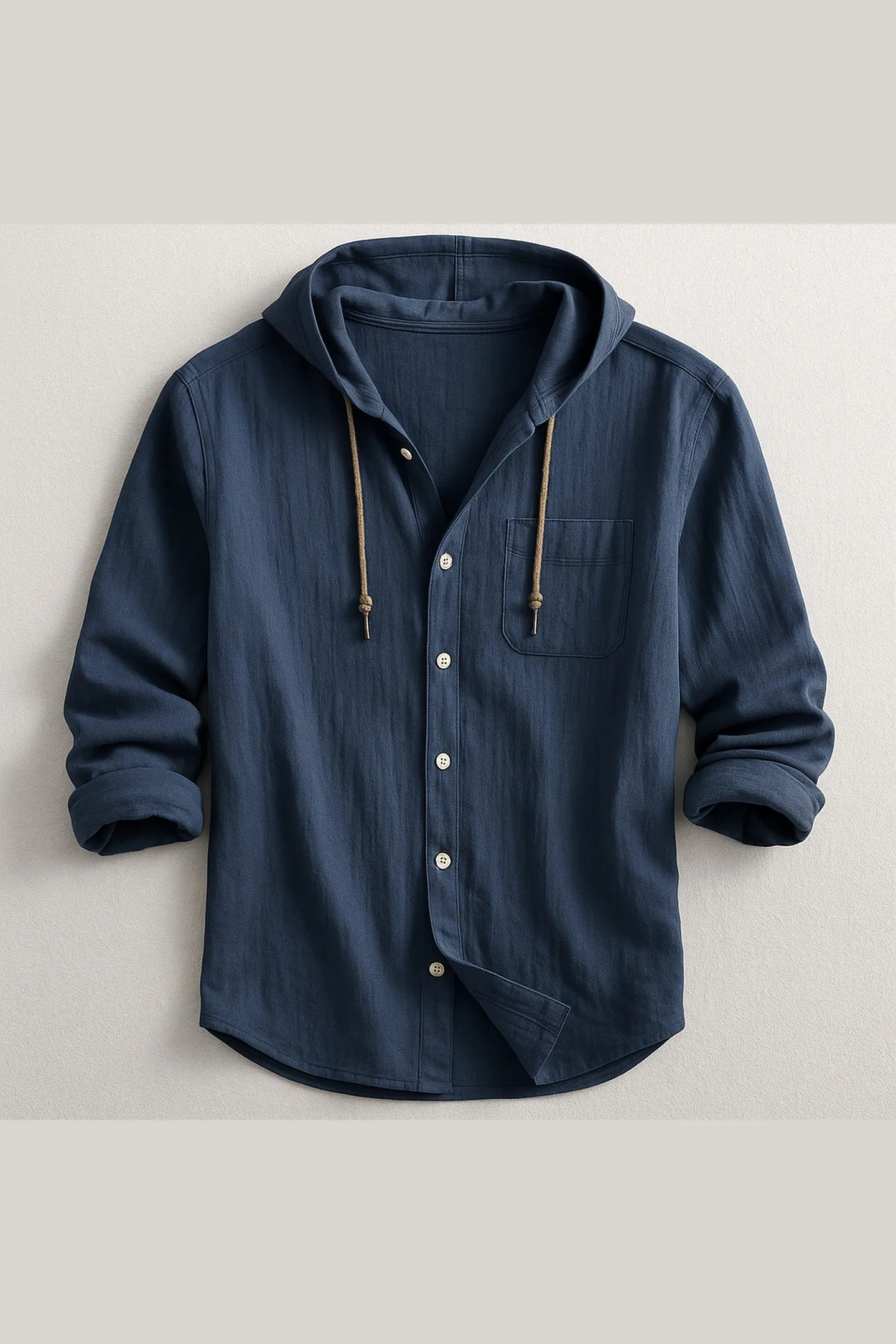 Men's Cotton Linen Hooded Shirt &ndash; Relaxed Summer Beach Style