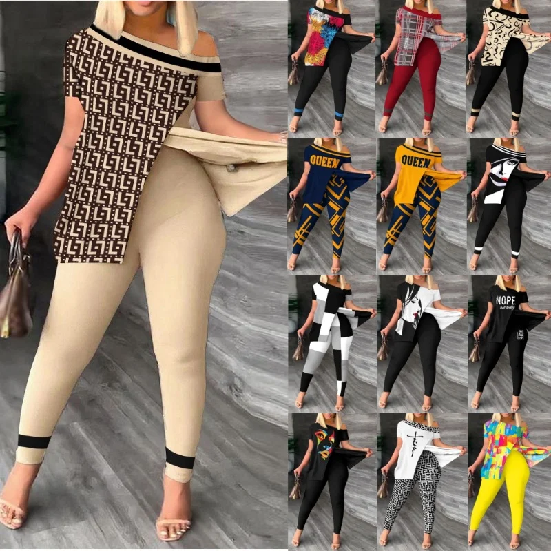 Uveng Uveng 2024 Women's Clothing Explosion Two Sets Of Irregular Fashion Trousers Set