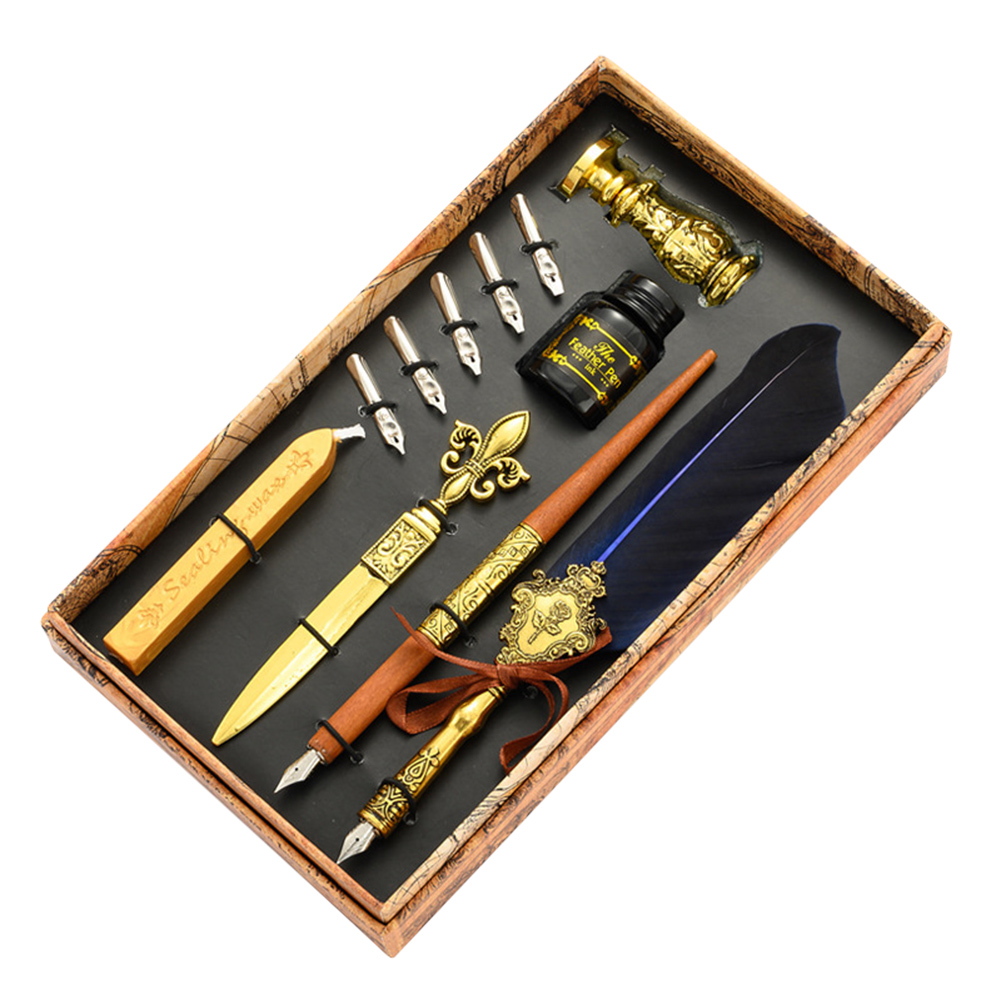 

Fountain Pen Set Stamp Wax Feather Pen (Royal Blue, 501 Original