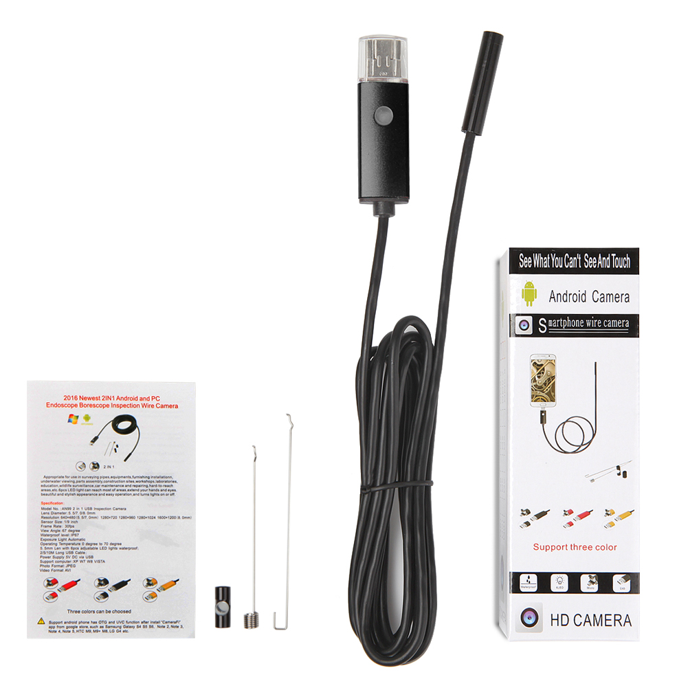 

2M 6LED Android/PC Endoscope Waterproof Inspection Micro USB Wire Camera8mm-114874, 501 Original