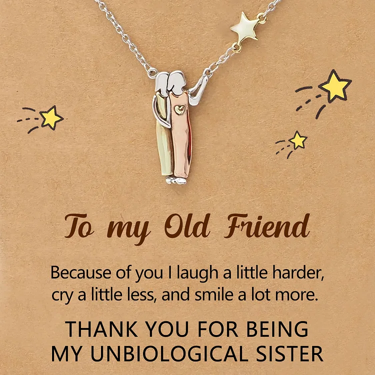 For Friend - Thank You For Being My Unbiological Sister Sister Star Pendant Necklace