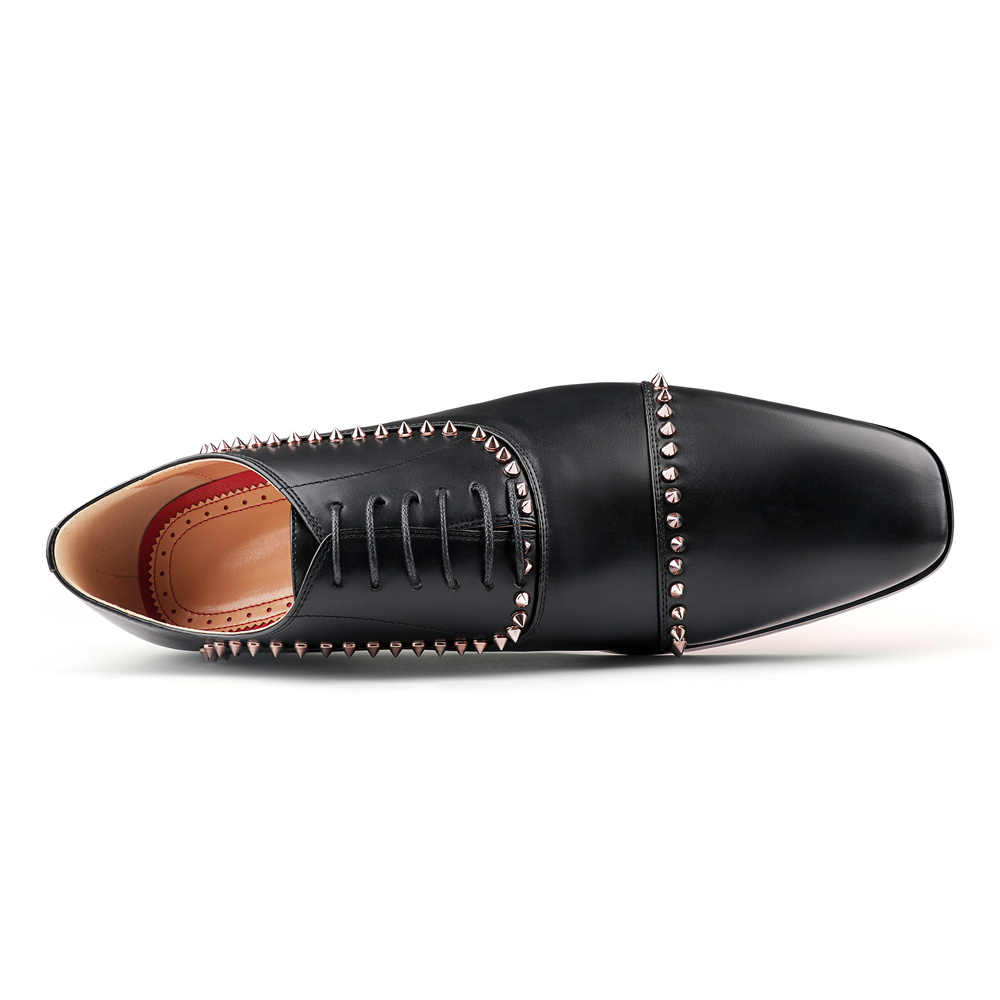 Merumote Gentleman's Oxford Red bottom Shoes Rivet Matte Party Wedding Banquet Shoes-MERUMOTE